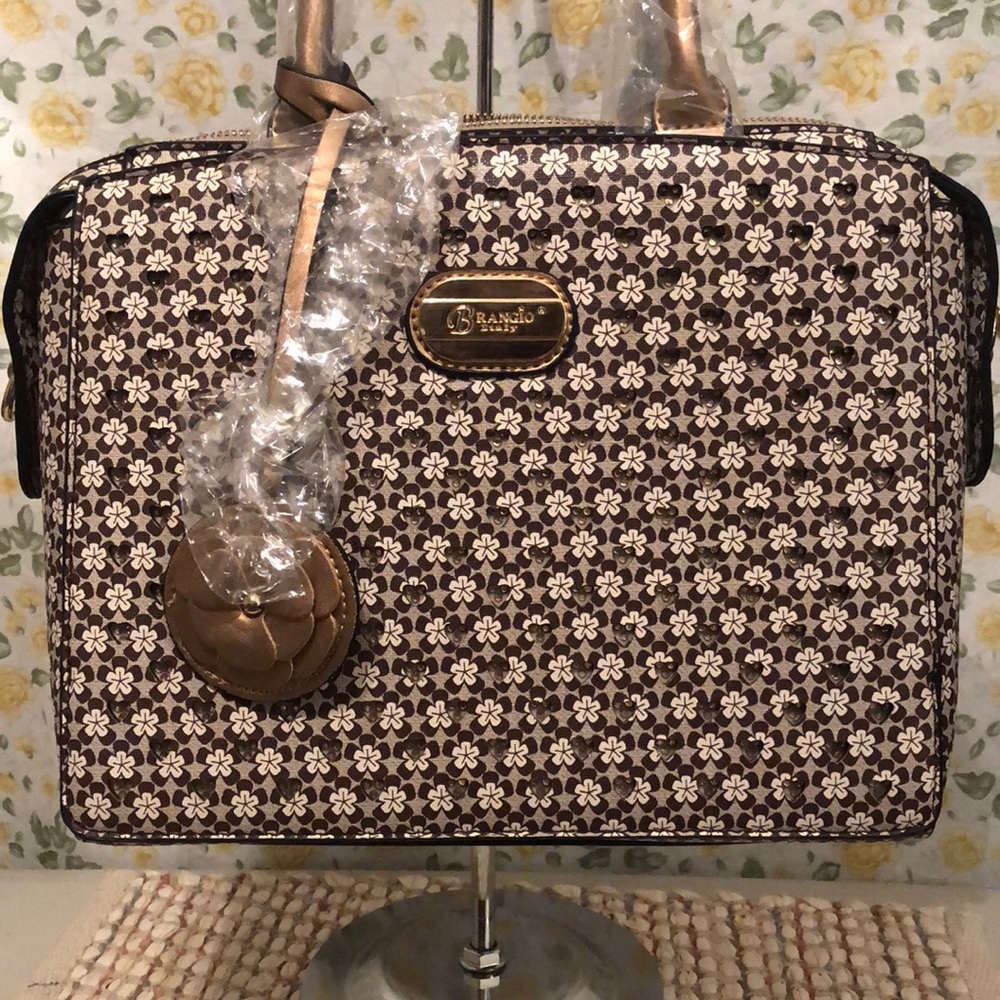 Brown Floral Patterned Women's Tote Bag